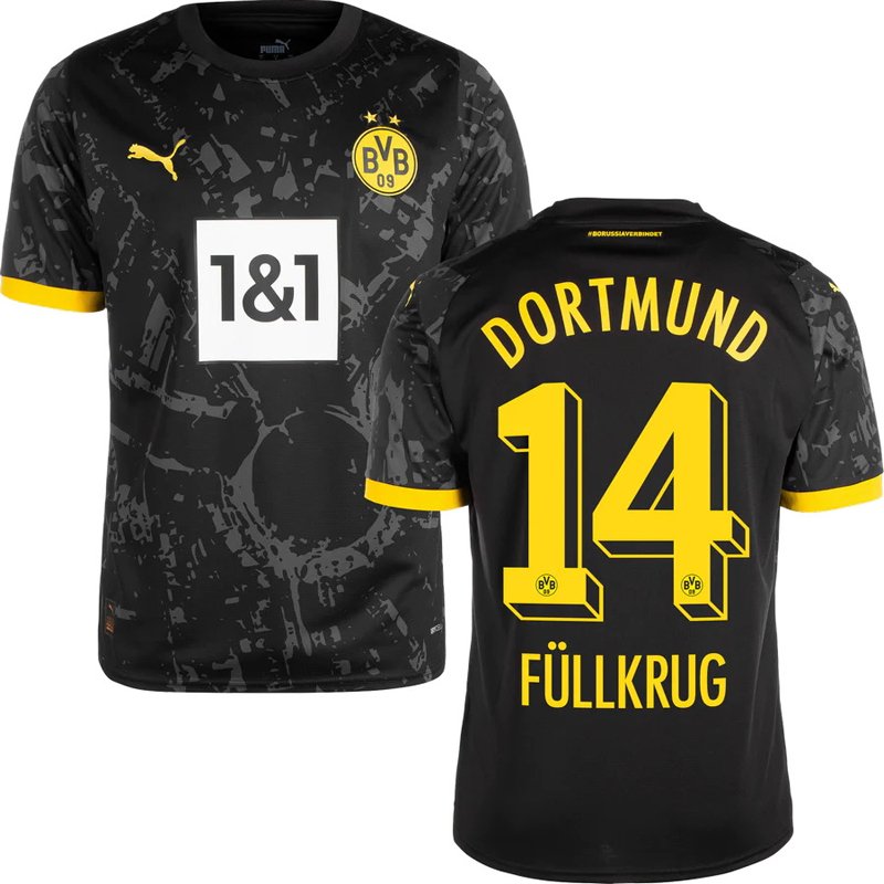 Fodboldtrøjer Borussia Dortmund Udebanetrøje 2023-24 Sort Kortærmet Füllkrug 14