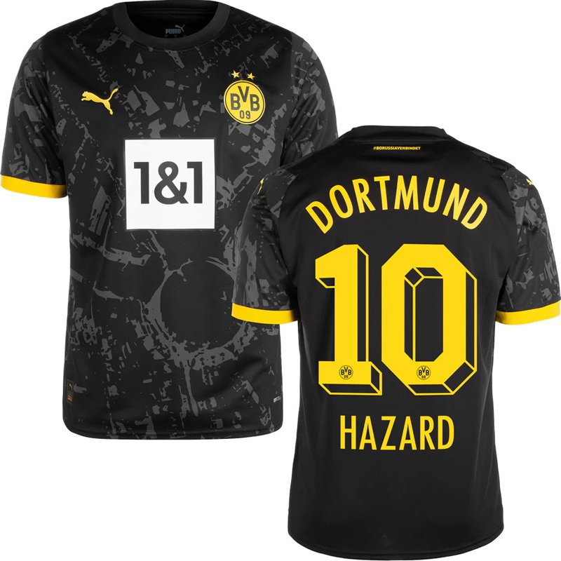 Fodboldtrøjer Hazard 10 Dortmund Udebanetrøje 2023/24 Sort Kortærmet