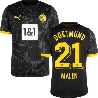 Fodboldtrøjer Malen 21 Dortmund Udebanetrøje 23/24 Sort Kortærmet