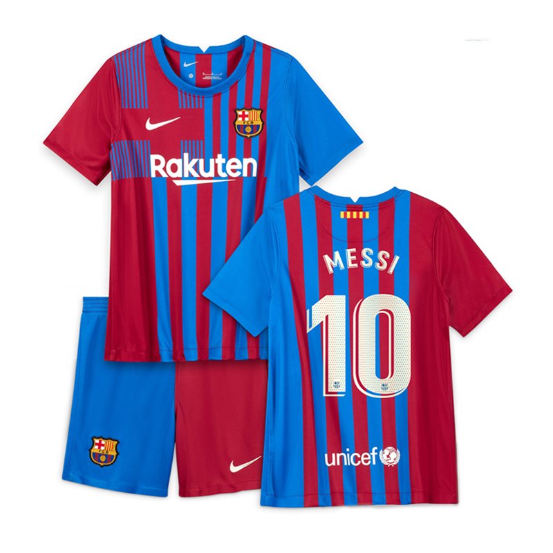 Fodboldtrøjer Messi 10 FC Barcelona Hjemmebanetrøje 21-22 kortærmet til Børn