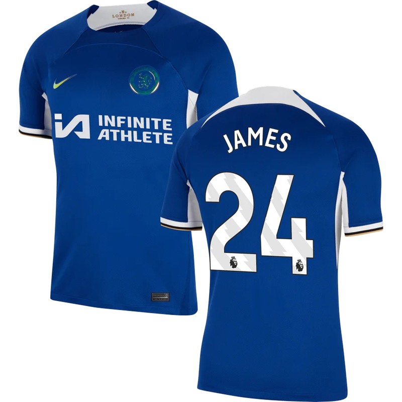 James 24 Chelsea Hjemmebanetrøje 2023/24 Blå Kortærmet med Infinite Athlete branding