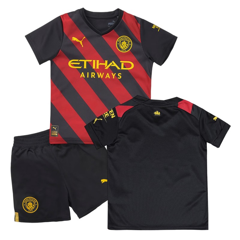 Manchester City Udebanetrøje 2022/23 Børn Kortærmet + korte bukser
