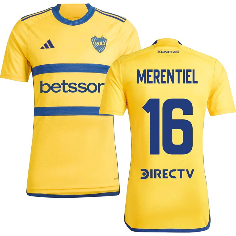 Merentiel 16 Udebanetrøje 23/24 Gul Kortærmet Fodboldtrøjer fra Boca Juniors