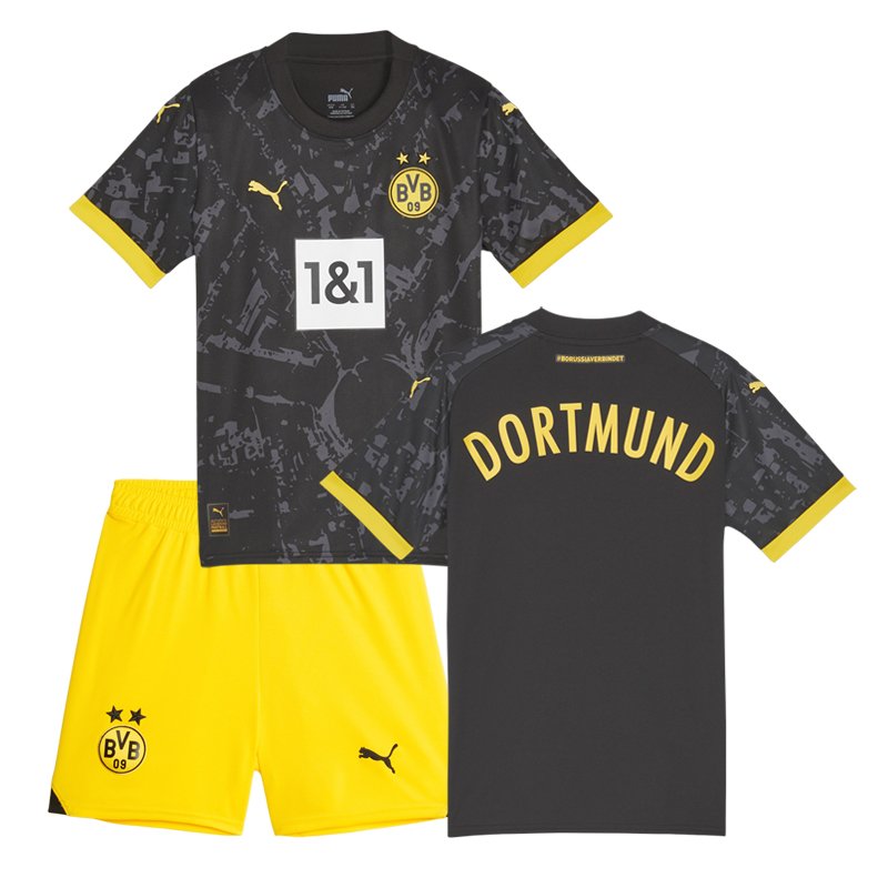BVB Borussia Dortmund Udebanetrøje 2023-24 Børn Kortærmet + korte bukser
