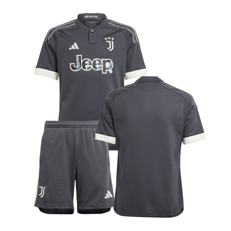 Billige Fodboldtrøjer Børn Juventus Tredjetrøje 2023/24 Grå Kortærmet + korte bukser