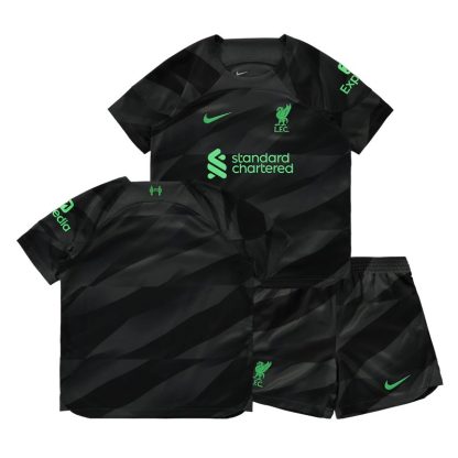 Børn Fodboldtrøjer Liverpool Målmandstrøje 23/24 Sort Kortærmet + korte bukser