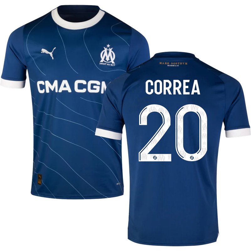 Correa 20 Olympique de Marseille 2023/24 Udebanetrøje Blå Kortærmet