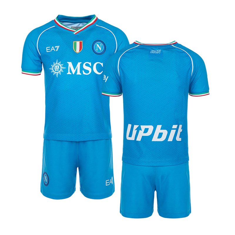 Fodboldsæt SSC Napoli Hjemmebanetrøje 23/24 Blå Kortærmet til børn