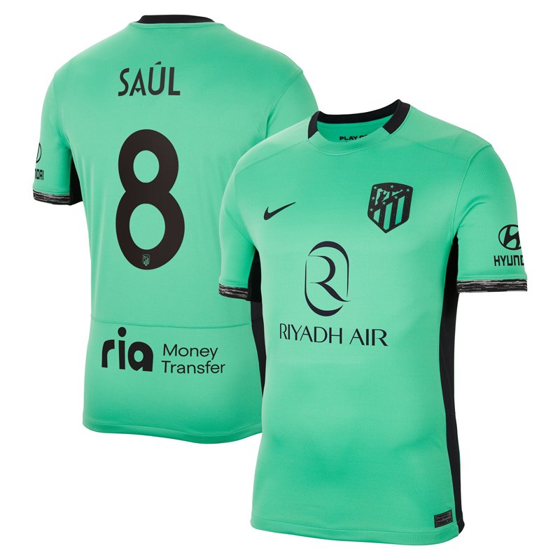 Fodboldtrøjer Saúl 8 Atletico Madrid Tredjetrøje 2023/24 Grøn Kortærmet