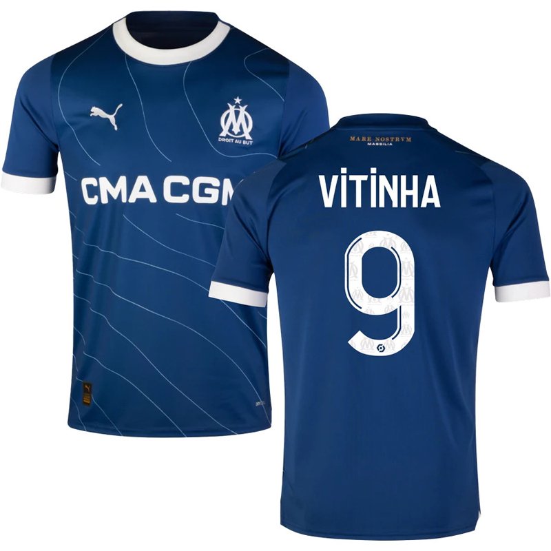 Fodboldtrøjer Vitinha 9 Marseille Udebanetrøje 2023-2024 Blå Kortærmet