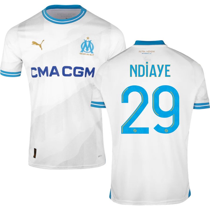 Køb Fodboldtrøje Marseille Hjemmebanetrøje 2023/24 Hvid Kortærmet Ndiaye 29