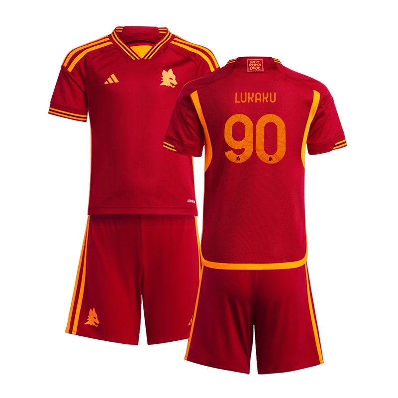 Lukaku 90 AS Roma Fodboldtrøjer Børn Hjemmebanesæt 2023/24 Kortærmet