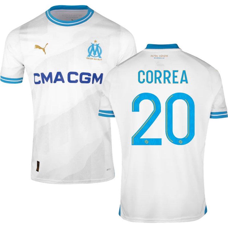 Marseille Hjemmebanetrøje 2023/24 Hvid Kortærmet med Correa 20 tryk