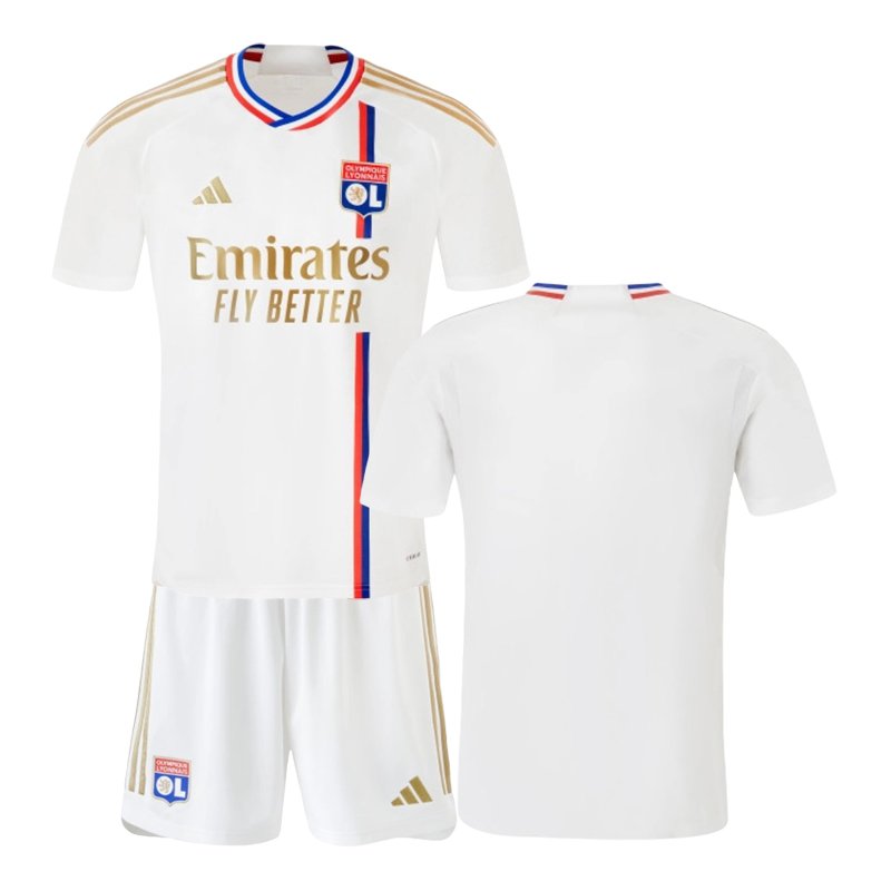 Olympique Lyonnais Børn Hjemmebanetrøje 2023/24 Hvid Kortærmet + korte bukser
