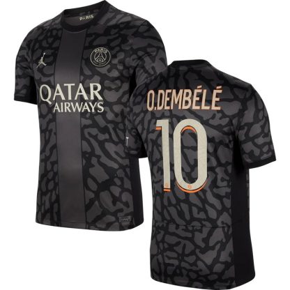 PSG 2023/24 Paris Saint-Germain 3. Trøje Kortærmet med O.Dembélé 10 tryk