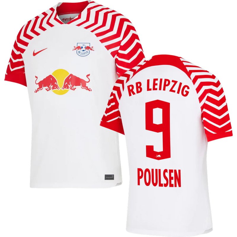 Poulsen 9 RB Leipzig Hjemmebanetrøje 2023-2024 Kortærmet
