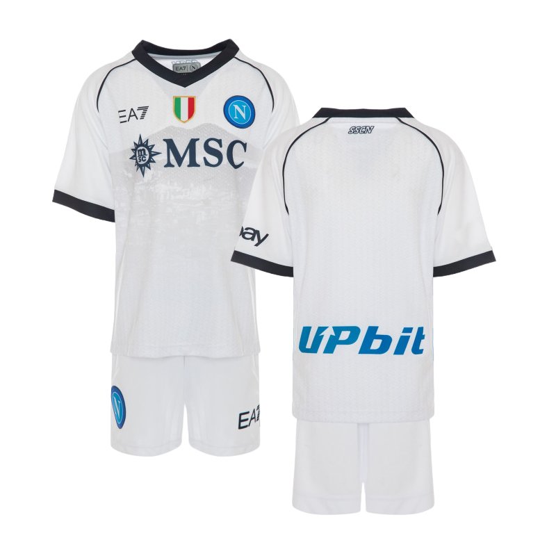 SSC Napoli Børn Udebanetrøje 2023/24 Hvid Kortærmet + korte bukser