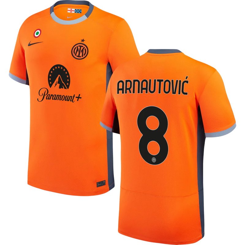 Arnautovic 8 Inter Milan 3. Trøje 2023-2024 Orange Kortærmet