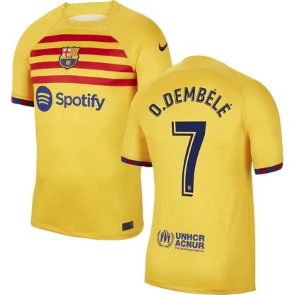 FC Barcelona 4. Trøje Senyera 2023-24 Gul Kortærmet O.DEMBELE 7