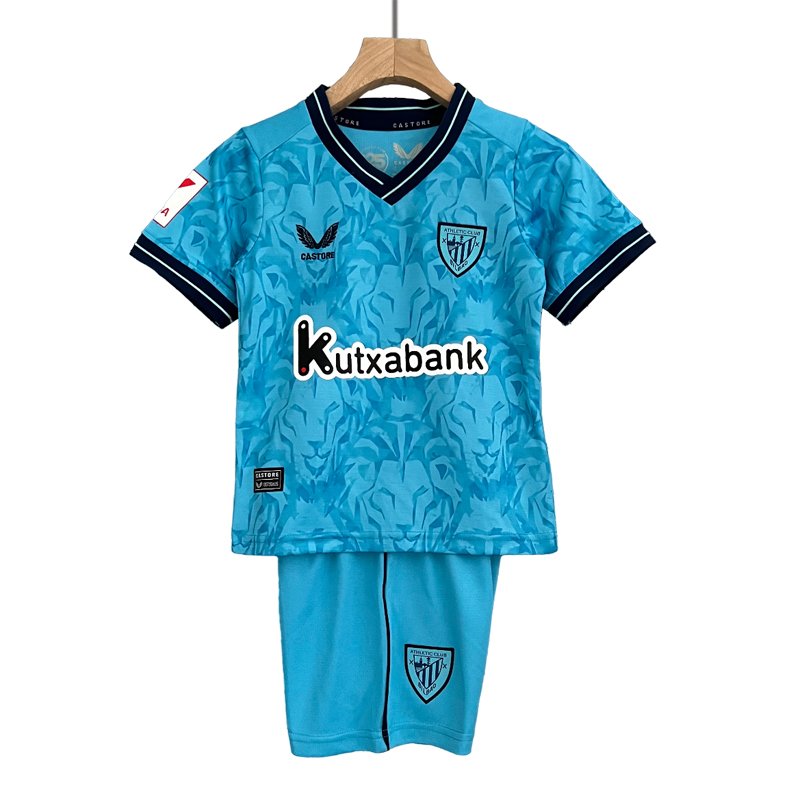 Fodboldtrøjer til børn Athletic Bilbao Udebanetrøje 23/24 Blå Kortærmet + korte bukser