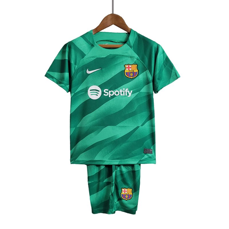Fodboldtrøjer til børn FC Barcelona Målmandstrøje 2023/24 Grøn Kortærmet