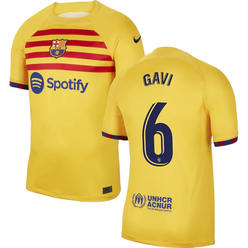Gavi 6 FC Barcelona 4. Trøje Senyera 23/24 Kortærmet Fodboldtrøje til mænd