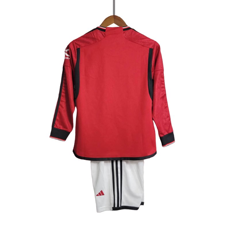 Man Utd Hjemmebanetrøje 2023-2024 Børn Long Sleeve + korte bukser