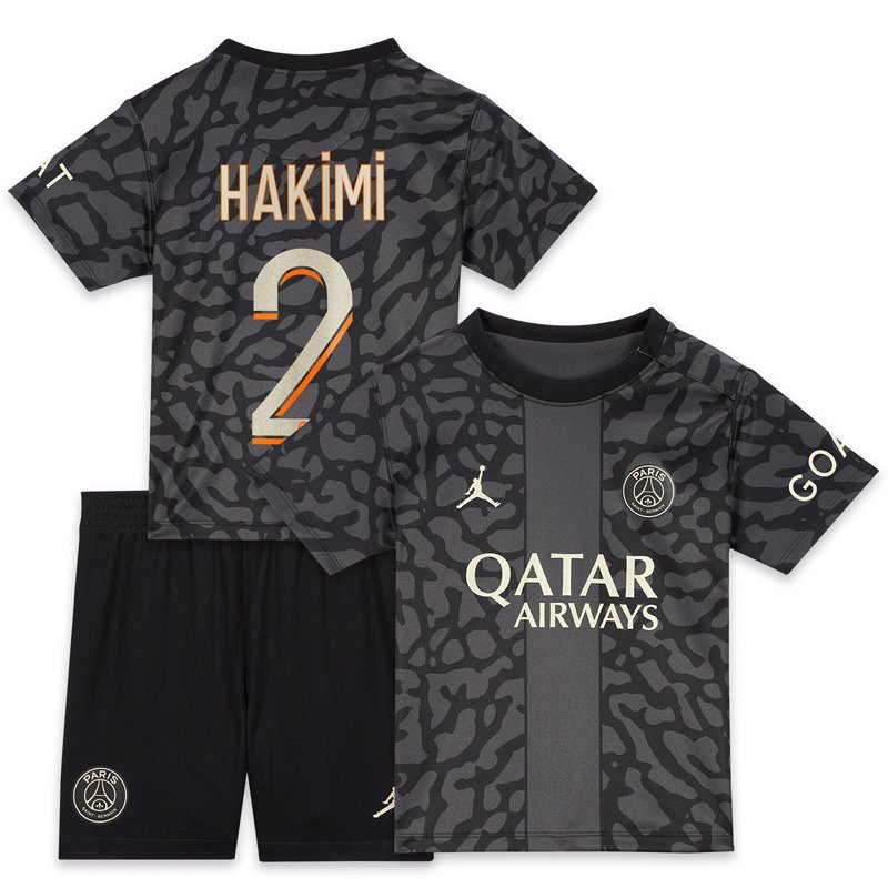 PSG Hakimi 2 Tredje trøje Børn 2023-24 Kort ærmer (+ korte bukser)