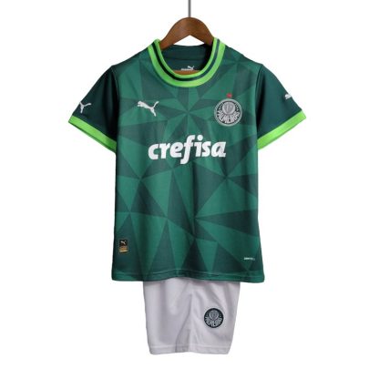 Palmeiras Fodboldtrøjer Børn Hjemmebanesæt 2023/24 Kort ærmer Grøn Hvid