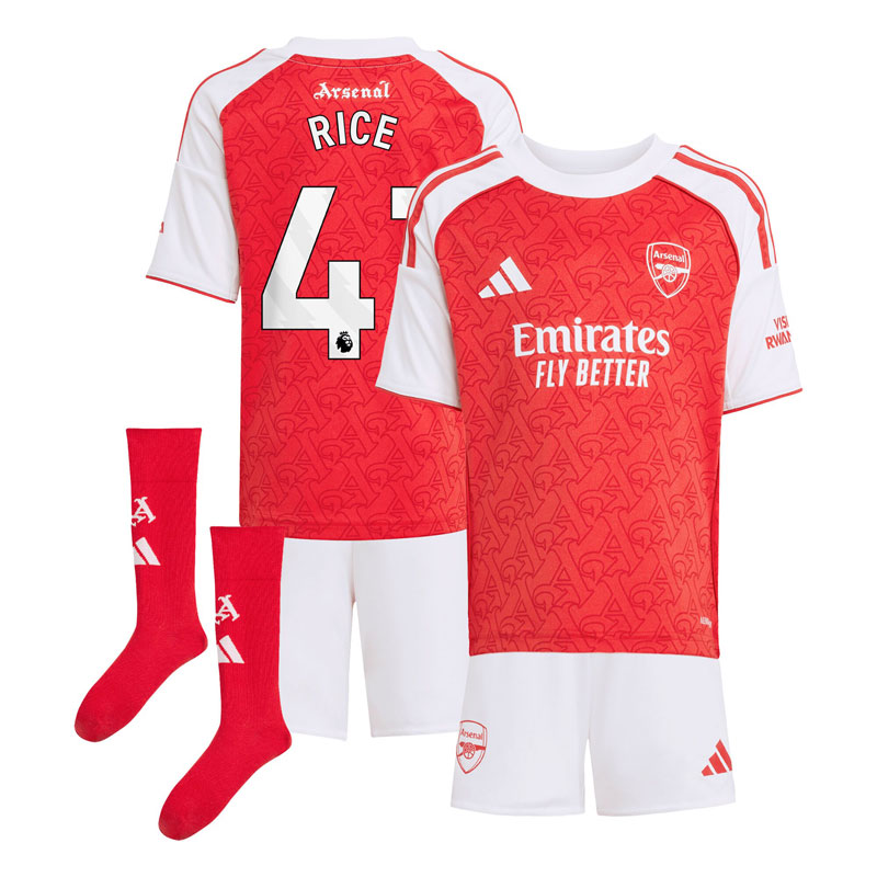 Arsenal Børn Hjemmebanetrøje 2025/26 Fodboldsæt med Rice 41 Tryk
