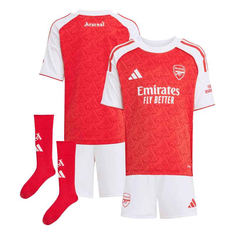 Arsenal FC 2025-26 hjemmebanetrøje og shorts til børn