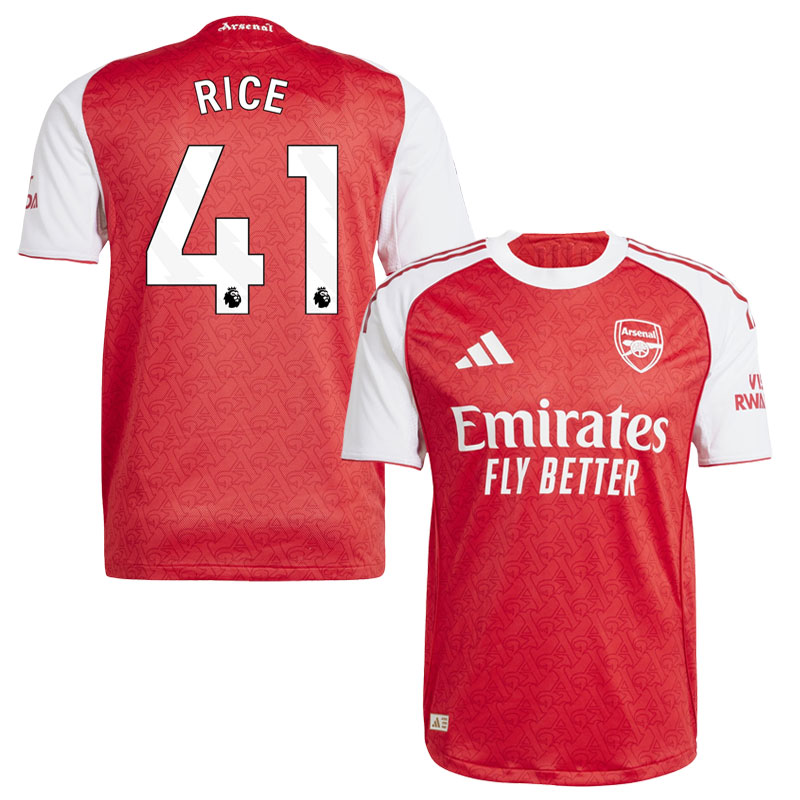 Arsenal FC Herre Hjemmebanetrøje 2025/26 - Inkl. Rice 41 Navn og Nummer