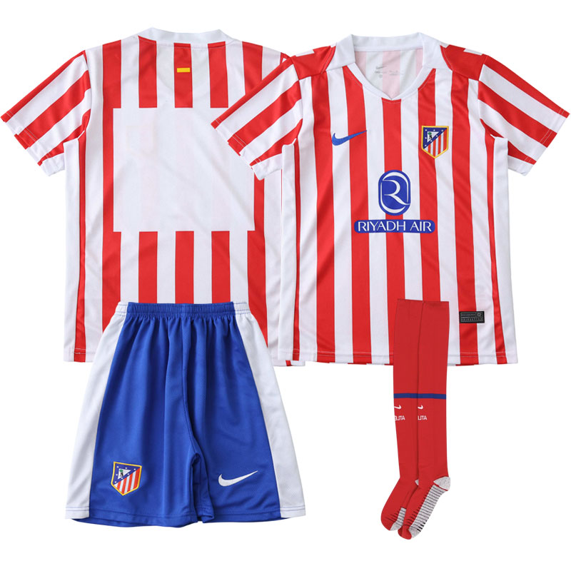 Børn fodboldsæt Atlético Madrid 2025-26 hjemmebanetrøje + shorts