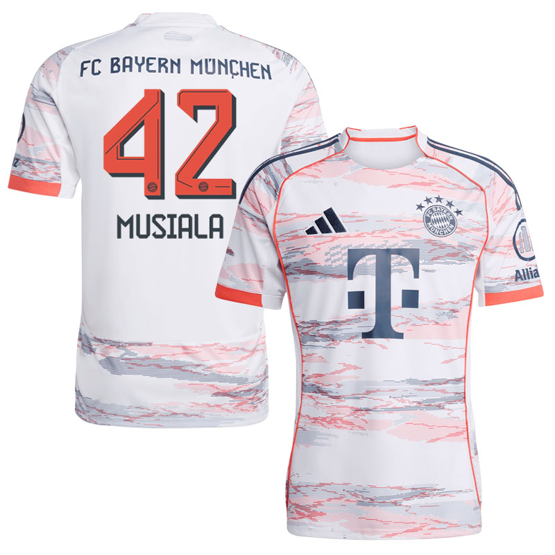 FC Bayern München Udebanetrøje 2025/26 Hvid Trøje med Musiala 42