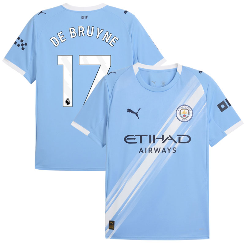 Herre Manchester City fodboldtrøje 25/26 Hjemme med De Bruyne navn og 17 nummer