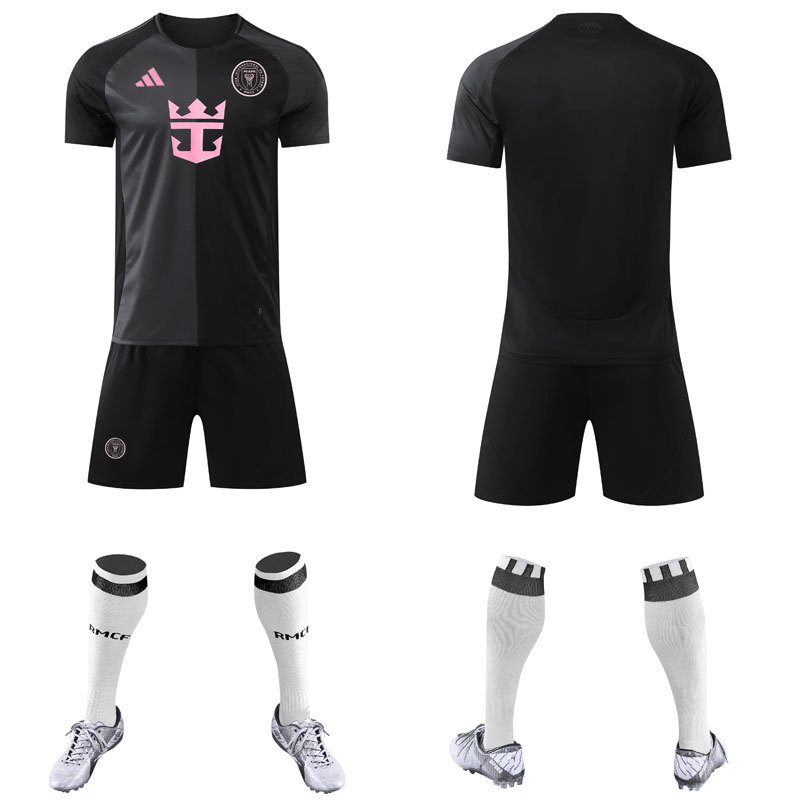 Inter Miami Udebanetrøje 2025/26 Sort Fodboldsæt til Børn