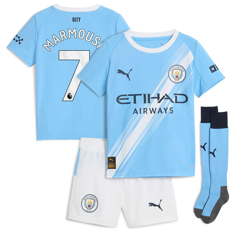 Manchester City Trøje Børn 2025/26 Hjemmebane Marmoush 7 Sæt