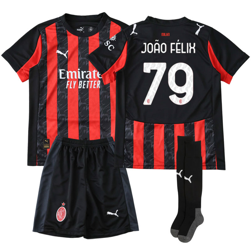 AC Milan 25/26 hjemmebanesæt for børn - med tryk af João Félix 79