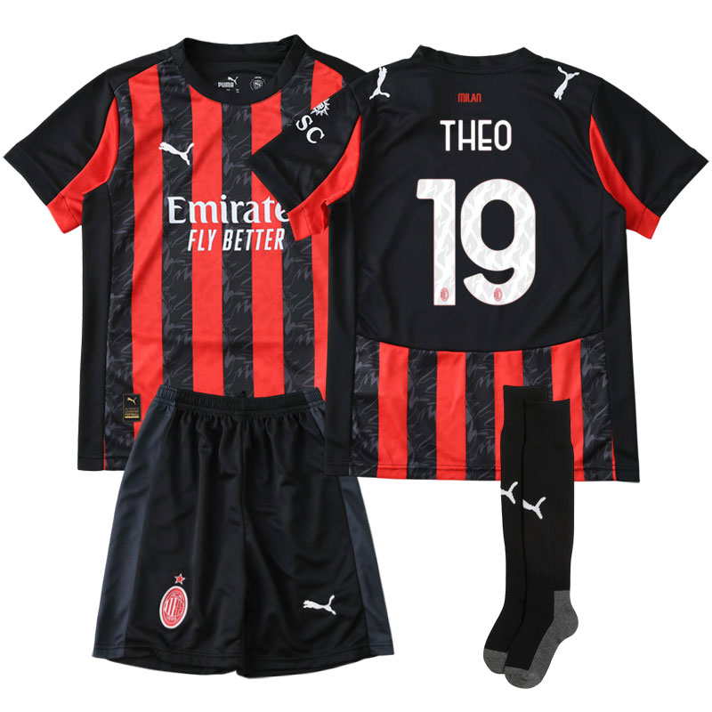 AC Milan hjemmebanetrøje børn 2025/26 - THEO nr. 19 og shorts