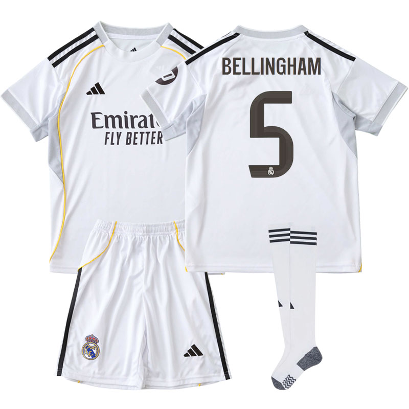 BELLINGHAM 5 Real Madrid Børnesæt 2025/26 Hjemmebanetrøje