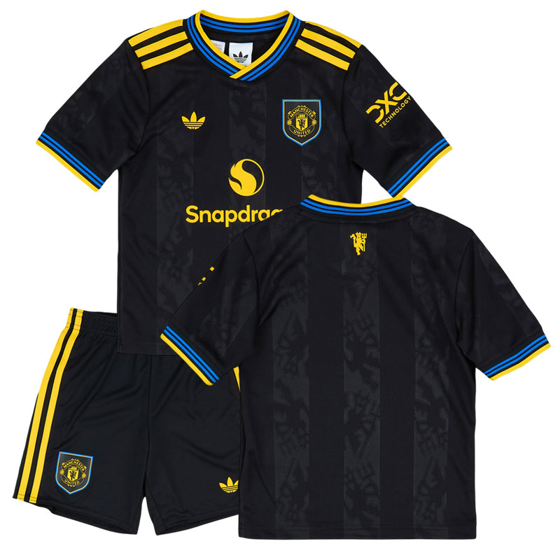 Børnesæt Manchester United tredje kit 25-26 - trøje og shorts