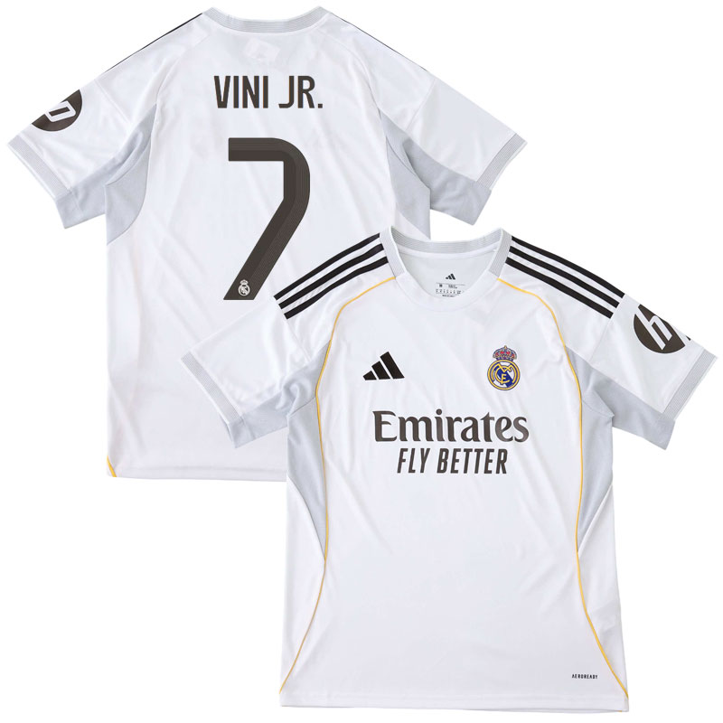 Real Madrid 2025/26 hjemmebanetrøje til mænd - Vini Jr. 7 tryk inkluderet