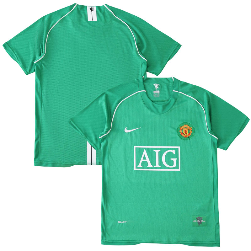 Retro Fodboldtrøje Manchester United 2007/08 Grøn Målmandstrøje