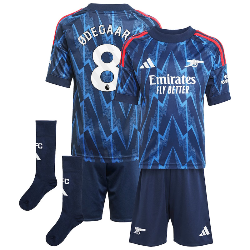 Arsenal FC 2025/26 udebanesæt børn – Ødegaard 8 på ryggen