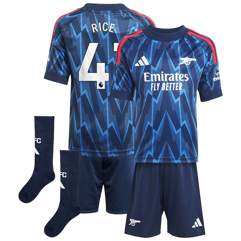 Arsenal FC 25/26 udebanetrøje til børn - RICE 41 navn og nummer