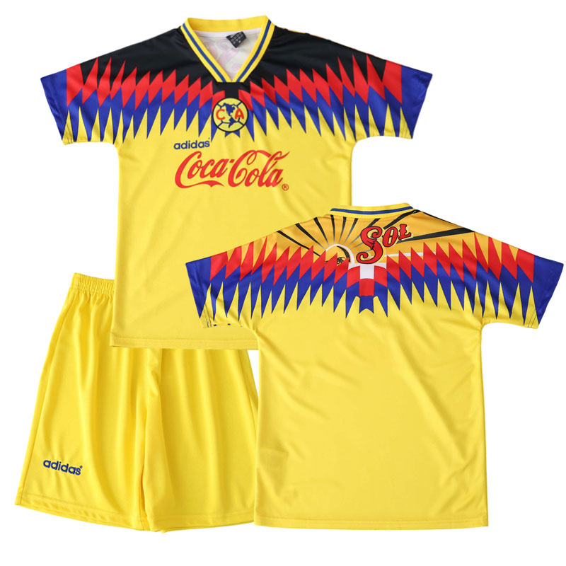 Club América børn hjemmebanetrøje 1994-1996 retro gul trøje og shorts