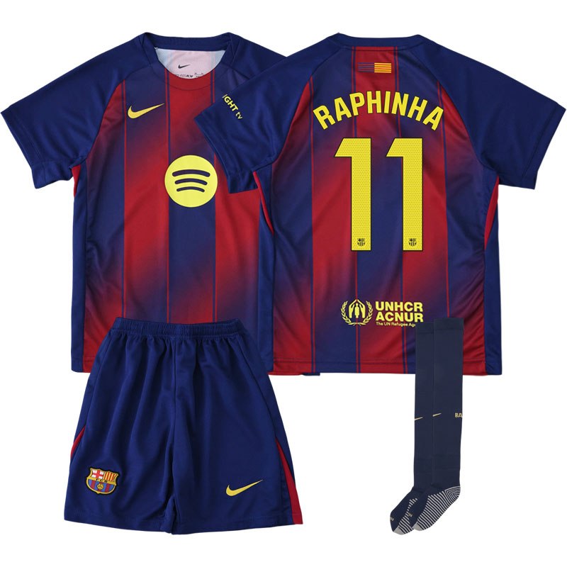 FC Barcelona 2025/26 hjemmebanesæt børn - Raphinha 11 trøje + shorts