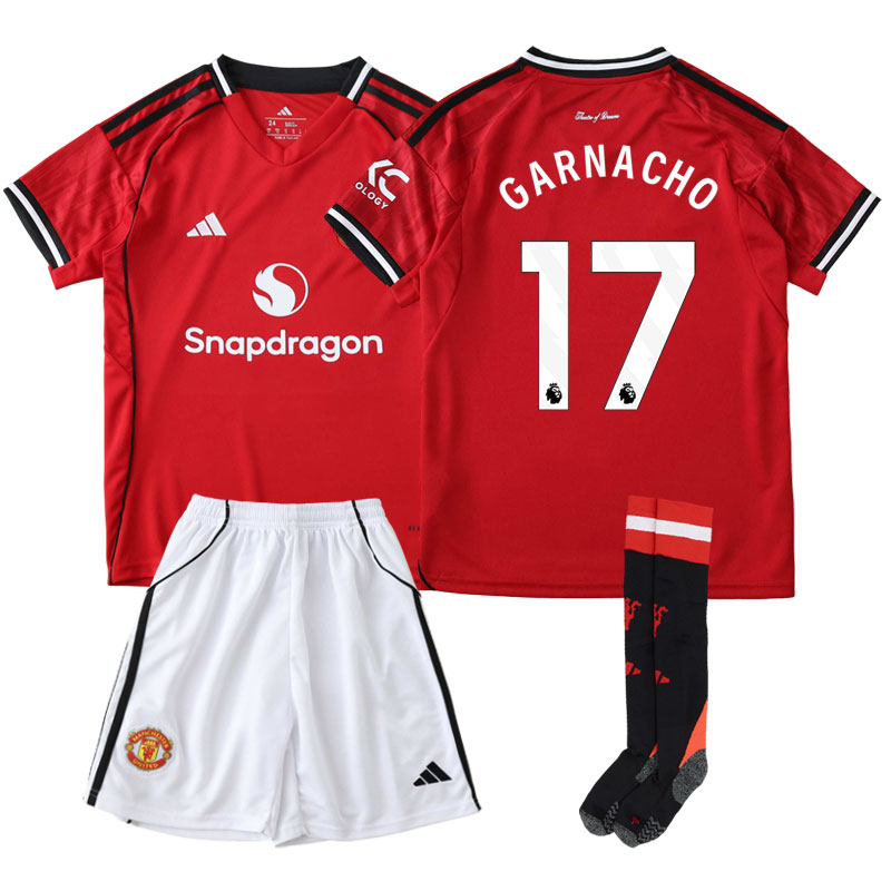 Garnacho 17 Manchester United hjemmebanetrøje til børn 2025/26