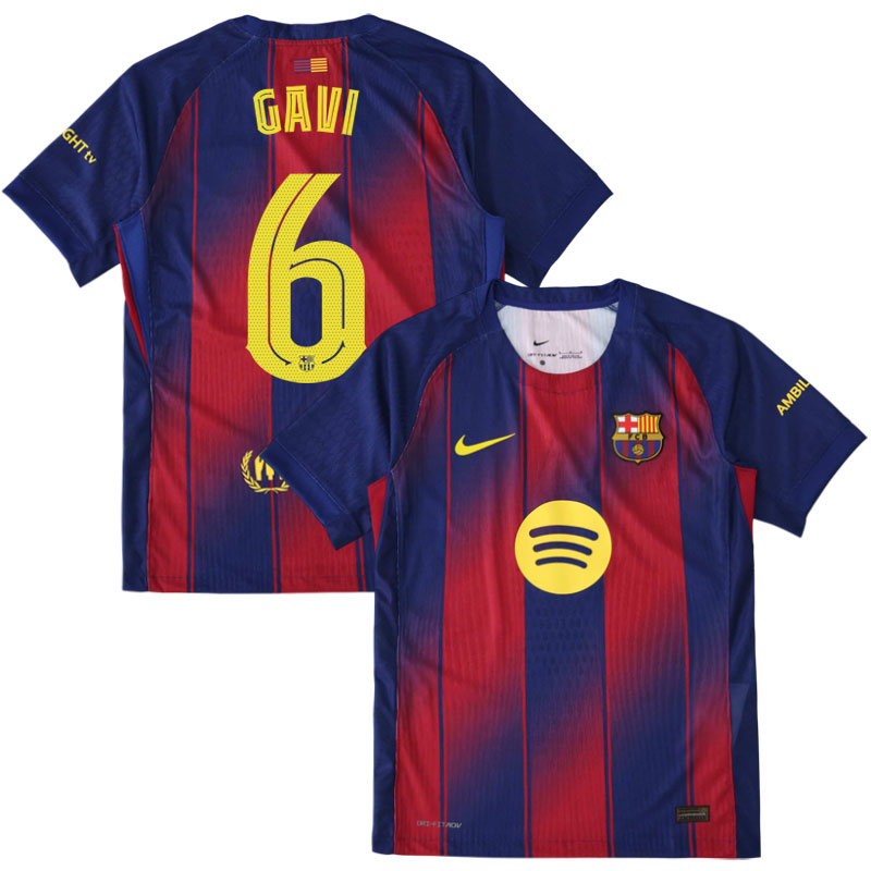 FC Barcelona Fodboldtrøje Herre 25/26 - Med Gavi 6 Navn og Nummer