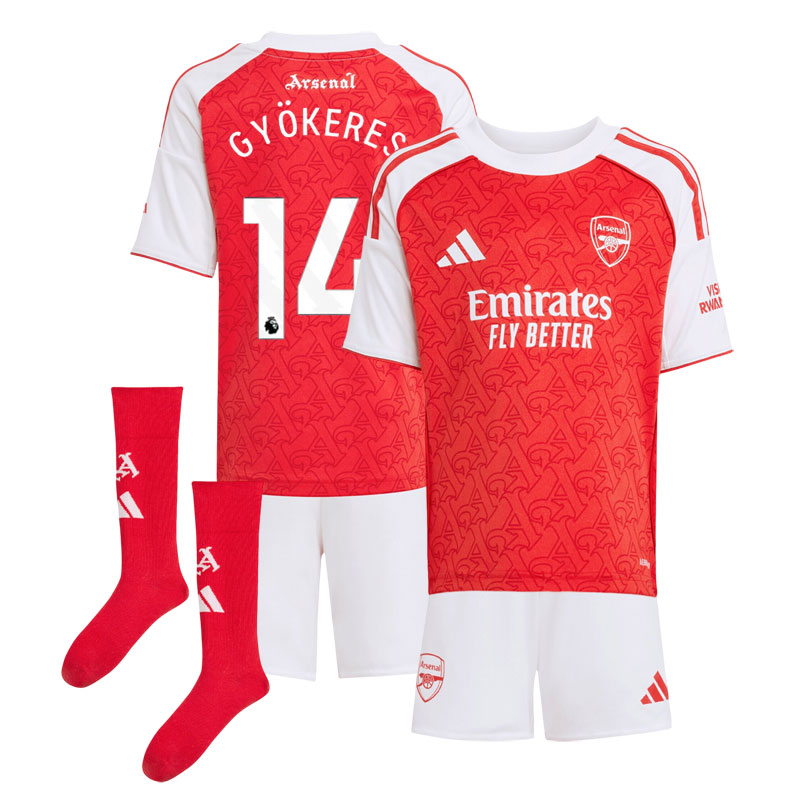 Gyökeres 14 Arsenal hjemmebanesæt til børn 2025/26 - trøje + shorts